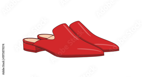 Vibrant Red Slip-On Mules with Pointed Toes and Block Heels