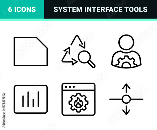 Minimal technology settings and configuration line icon set