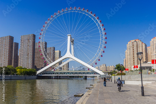 Wallpaper Mural Boulevard and ferris wheel at the river in Tianjin, China Torontodigital.ca