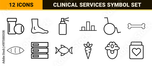 Minimalist medical and healthcare line icon set