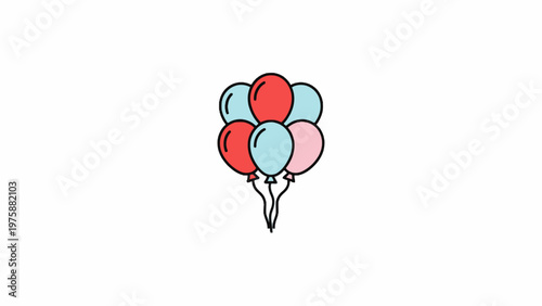 Colorful balloons bunch illustration isolated on white background