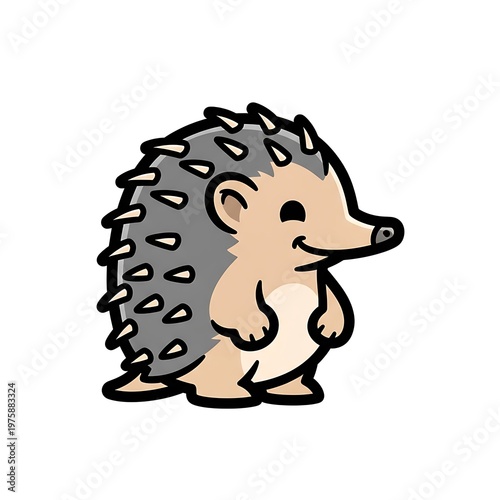 Cute cartoon hedgehog character standing.
