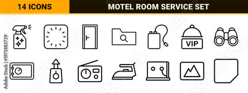 Minimalist hotel and travel service outline icons