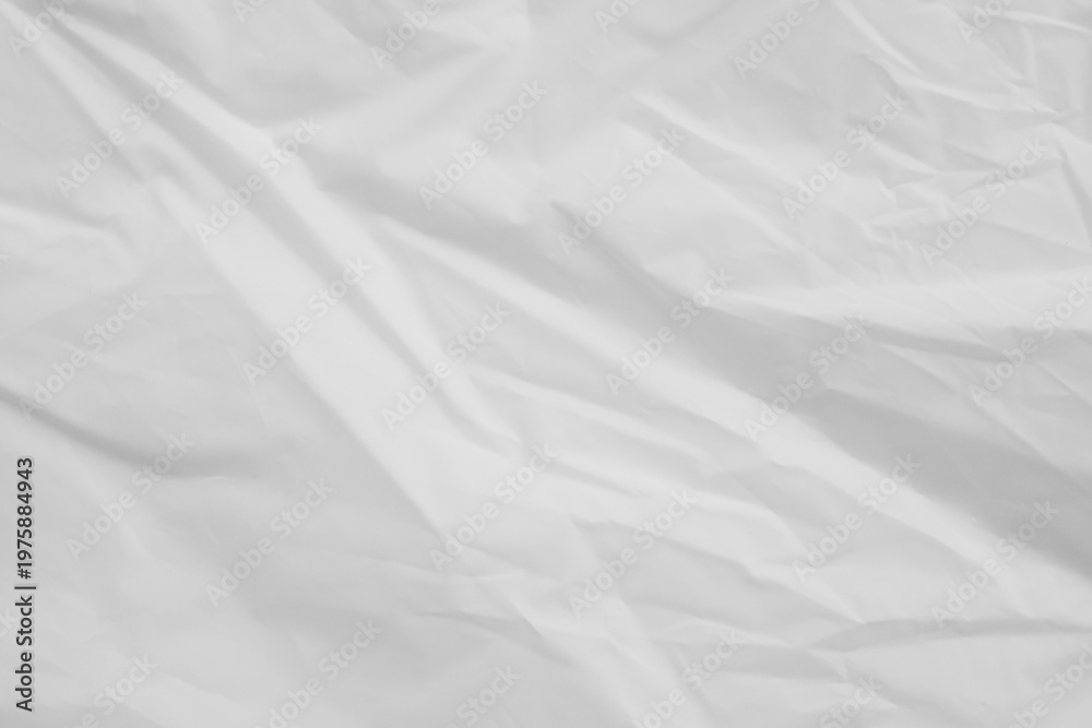 Obraz premium Crumpled white plastic bag texture, wrinkled polyethylene film background