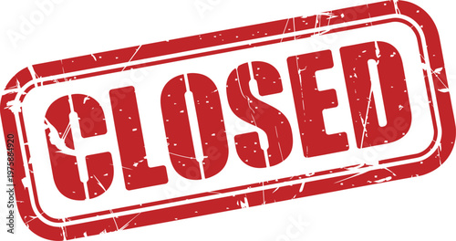 Distressed Red CLOSED Stamp Vector Icon for Business Notices, Office Signs, and Event Announcements