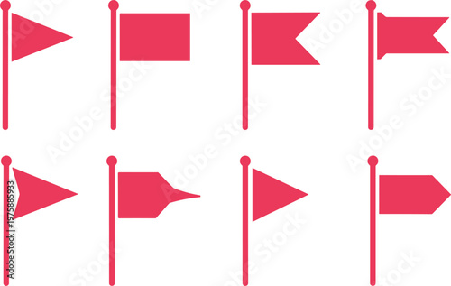 Pink Flag Icons Collection With Different Shapes vector untitled