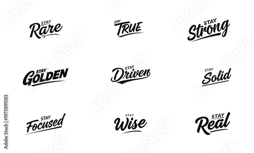 Collection of hand lettered typography designs with positive affirmations and stylish script t shirt design