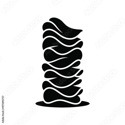 A stacked monochrome silhouette of gyros meat on a spit