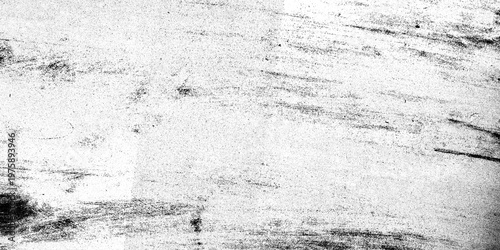 Smudged black and white grunge texture with scratches on surface isolated on transparent background