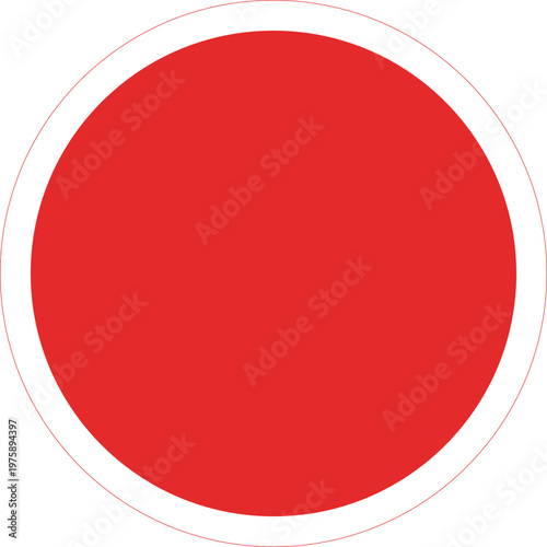 Vibrant red circle vector icon, minimalist round geometric shape on white background, simple scarlet circular graphic element for web design