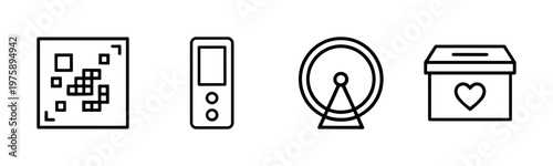 Amusement park and fairground line icon collection