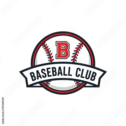 Baseball Club Logo with Letter B and Banner Design.