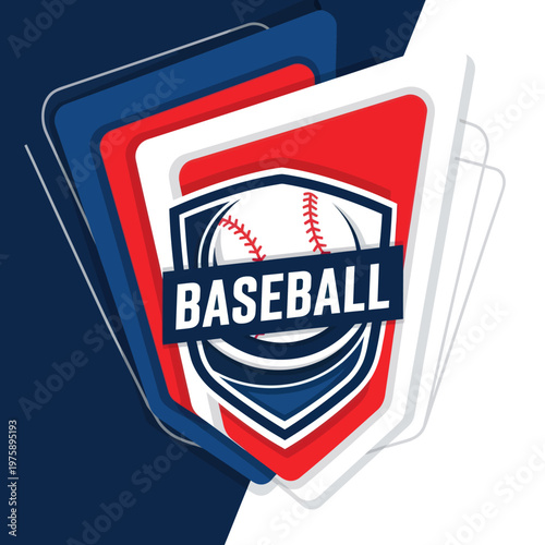 Baseball Emblem Shield Logo Design.