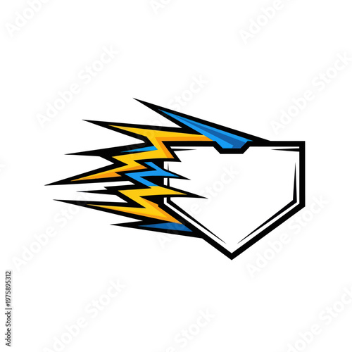 Dynamic Baseball Home Plate with Lightning Bolt Effect.