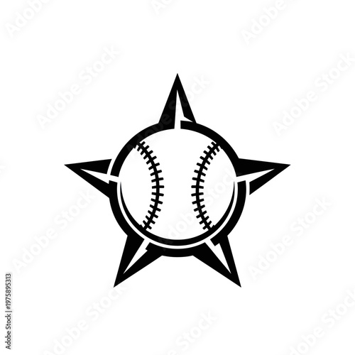 Baseball Star Emblem Graphic Design.