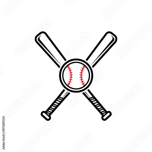 Baseball Bat and Ball Icon Graphic Design.