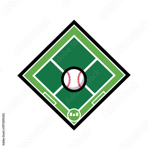 Baseball Field Diamond with Ball in Center.