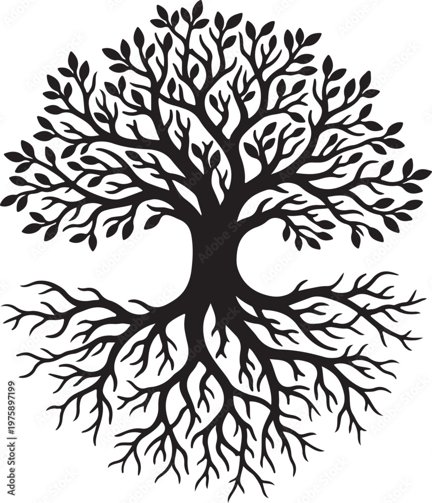 Obraz premium Weeping Willow Tree Silhouette, Romantic Nature Vector, Serene Landscape Graphic, Garden Logo Design