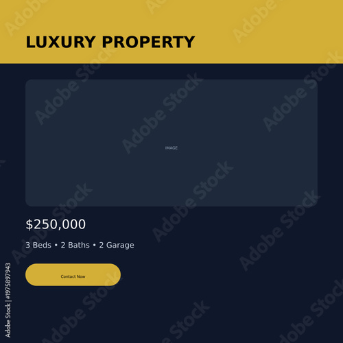 Luxury property real estate social media post template, elegant gold and black house listing banner, modern residential sales marketing vector