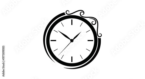 Vintage Clock Face Illustration, Classic Timepiece Design, Retro Style