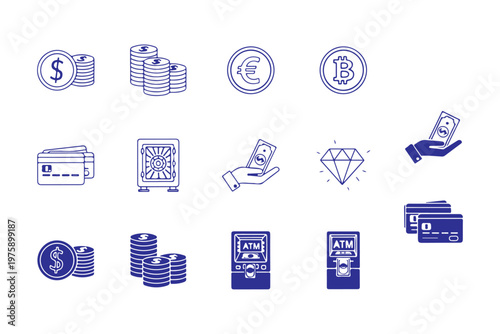 Financial Icon Set: Money, Banking and Investment Icons