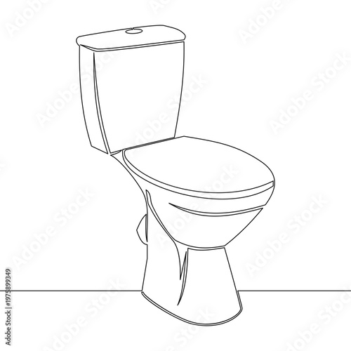 Continuous one single line drawing Modern white toilet icon vector illustration concept