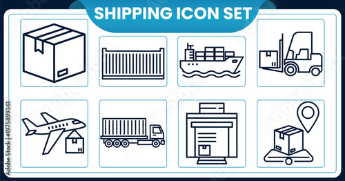Shipping icon set logistics and delivery visual elementsShipping icon set logistics and delivery visual elements