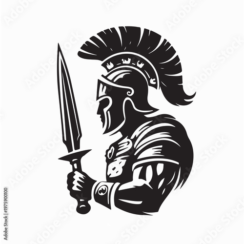 Ancient Roman Gladiator Warrior Vintage Silhouette Design