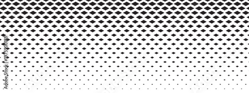 Repeating diamond shapes pattern with faded effect. Black rhombus forms on white background. Simple geometric mosaic texture. Rhombic print. Minimalistic design. Vector graphic illustration