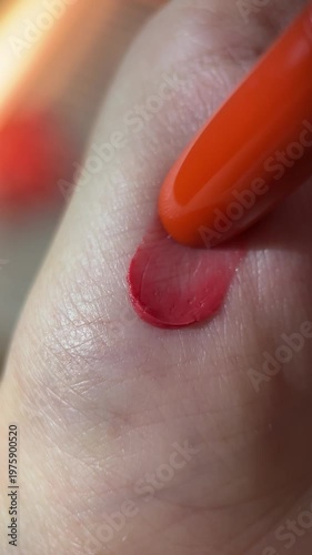 Lipstick red texture try on hand close up footage video