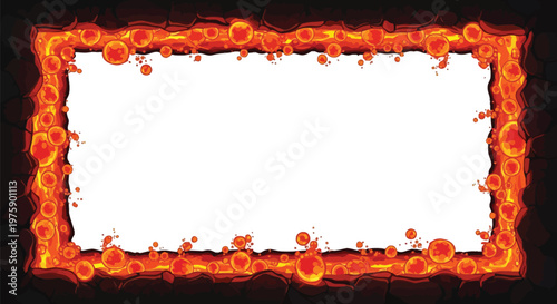 A vibrant and fiery frame with a molten lava border on a dark background