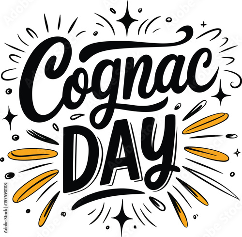 Cognac Day Hand Drawn Typography Lettering Vector Illustration