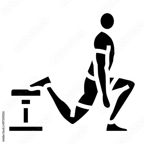 Athlete doing lunges icon, leg workout and fitness training symbol