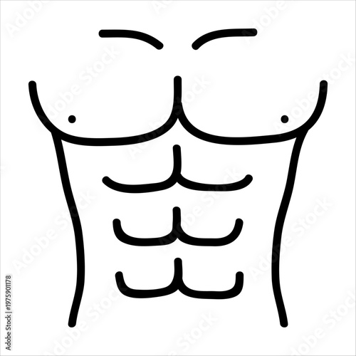 Muscular male torso line icon, abs and fitness symbol