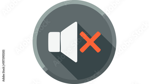 Mute speaker icon showing disabled sound output with cross mark indicating audio off or silent mode state vector