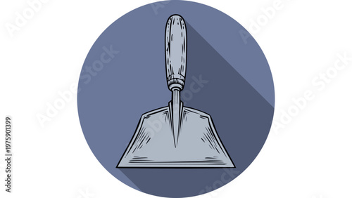 Garden trowel tool icon illustrating small shovel used for planting and soil digging in gardening activities vector