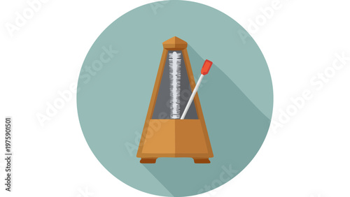 Mechanical metronome icon with pendulum arm illustrating precise tempo timing device used in music practice sessions vector