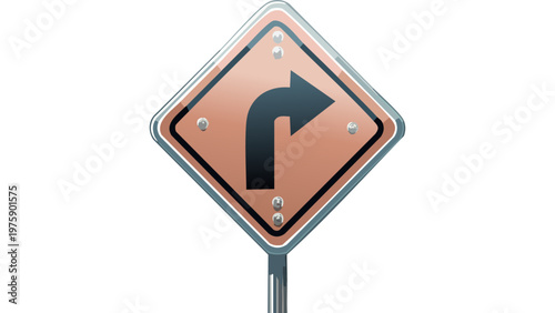 Right curve road sign icon indicating directional turn ahead for drivers navigating street intersections safely vector