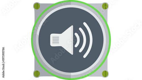 Volume speaker icon with sound waves representing audio output level control and multimedia playback indicator vector