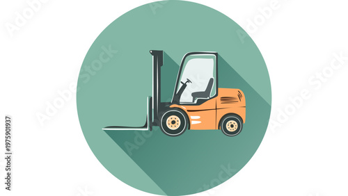 Forklift vehicle icon representing warehouse logistics equipment used for lifting and transporting goods vector