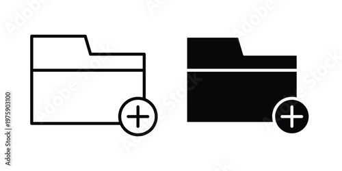 Create folder icon. glyph solid icons collection. Line icons