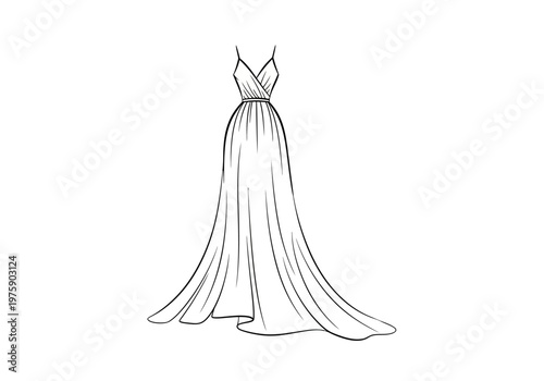 A beautiful evening dress on display at a fashion show downtown tonight.