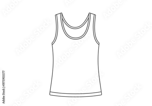 A detailed illustration of a sleeveless top with a rounded neckline