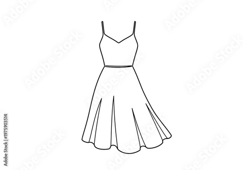 A minimalist illustration of a beautiful short dress with thin straps