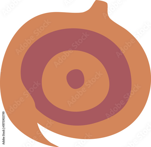 Flat spiral snail shell with concentric brown rings illustration