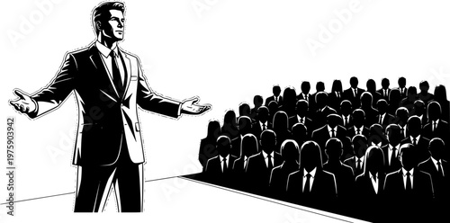 Business team meeting and talk to each others in different poses black silhouette.
