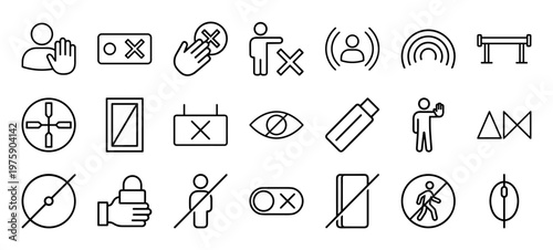 Security and restriction line icons set for user interface design
