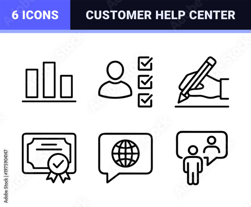 Customer service and technical support minimalist outline icons