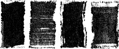 Four black and white grunge texture stripes with distressed and rough edges