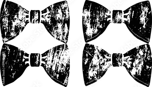 Grunge textured bow ties set with vintage distressed for retro fashion and accessories